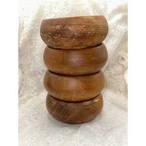Vintage Gailstyn-Sutton Teak Wood Bowls Set of 4 Mid Century Modern Thailand 5in